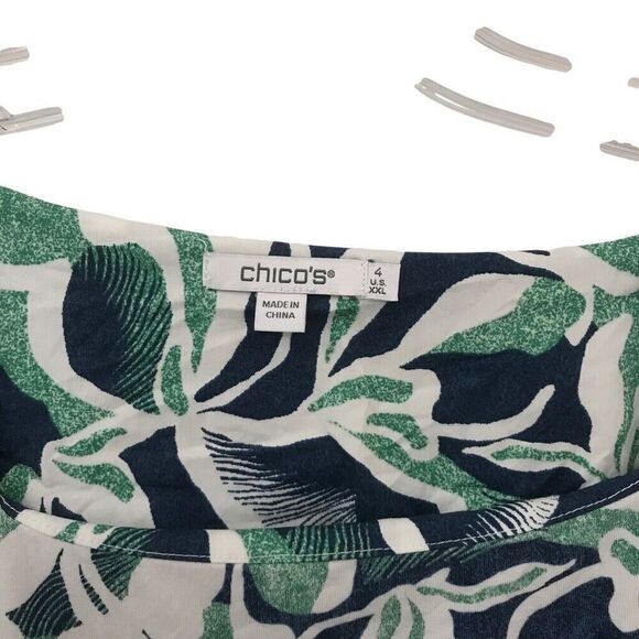 Chico's Floral Square Neck Puff Sleeve Top 4 or XXL - Picture 2 of 4